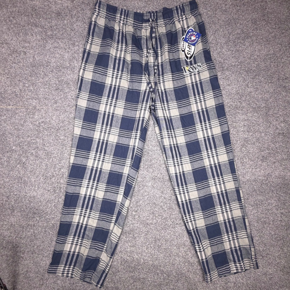 Concepts Sport MLB Tampa Bay Rays‎ Plaid Pajama Pants Navy Grey Mens Large NWT